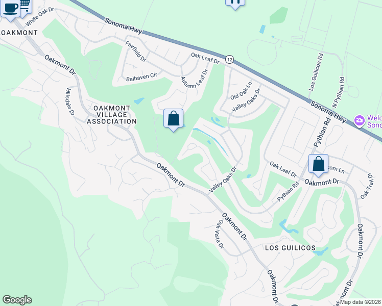 map of restaurants, bars, coffee shops, grocery stores, and more near 90 Oak Island Circle in Santa Rosa