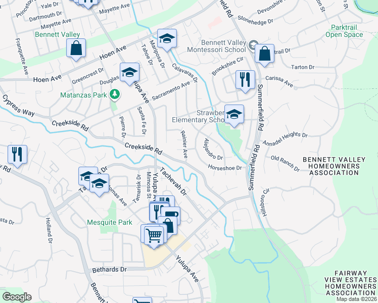 map of restaurants, bars, coffee shops, grocery stores, and more near 4119 King Arthur Court in Santa Rosa
