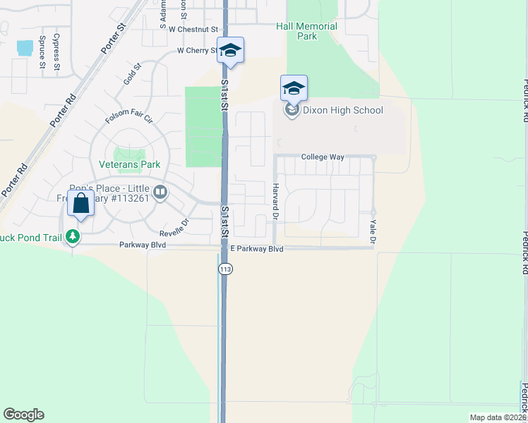 map of restaurants, bars, coffee shops, grocery stores, and more near 1240 Columbia Drive in Dixon