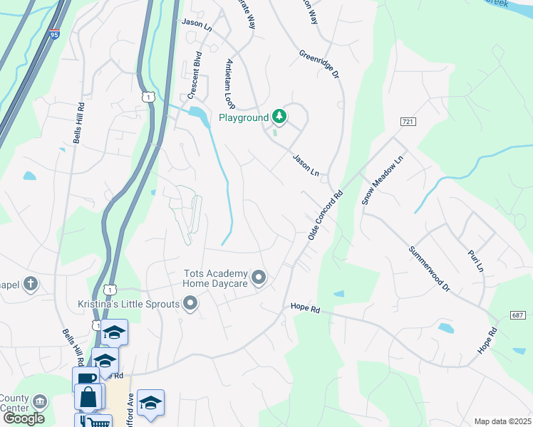 map of restaurants, bars, coffee shops, grocery stores, and more near 20 Cornerstone Drive in Stafford