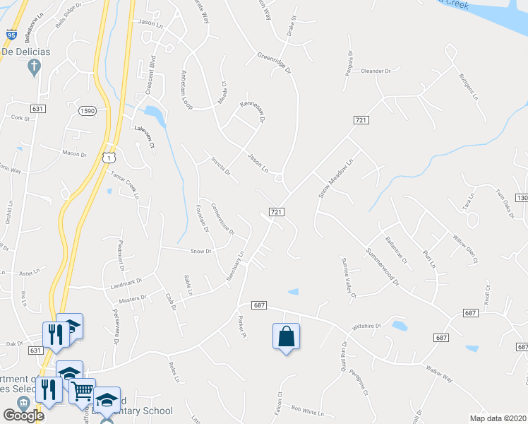map of restaurants, bars, coffee shops, grocery stores, and more near 87 Olde Concord Road in Stafford