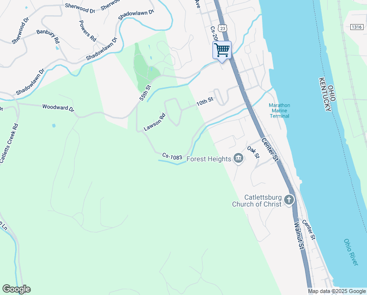 map of restaurants, bars, coffee shops, grocery stores, and more near 400-434 Horse Branch Road in Catlettsburg
