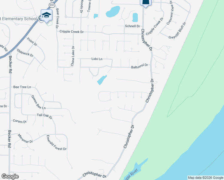 map of restaurants, bars, coffee shops, grocery stores, and more near 2621 Bluff Ridge Drive in St. Louis