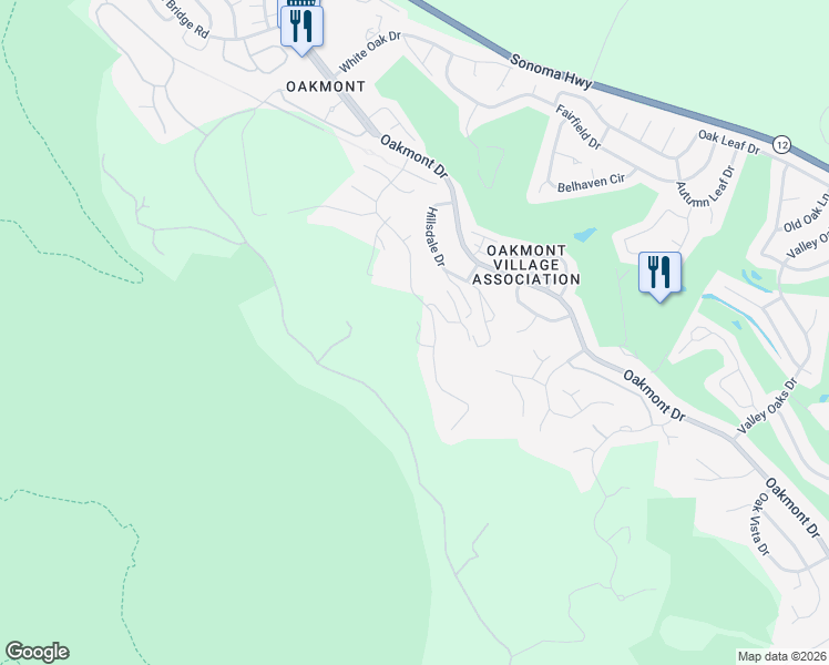 map of restaurants, bars, coffee shops, grocery stores, and more near 811 Wild Oak Drive in Santa Rosa