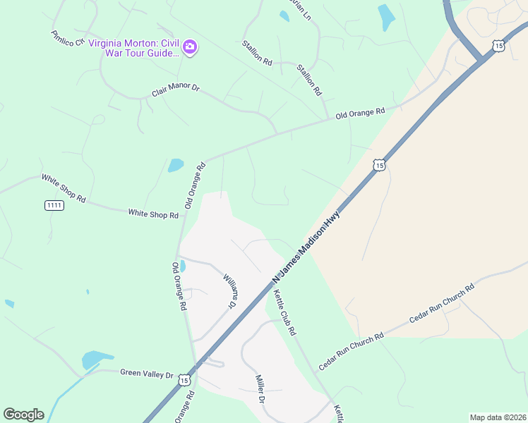 map of restaurants, bars, coffee shops, grocery stores, and more near 11456 Fox Hill Road in Culpeper
