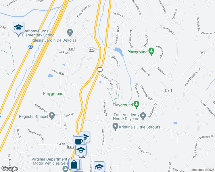 map of restaurants, bars, coffee shops, grocery stores, and more near 111 Arla Court in Stafford