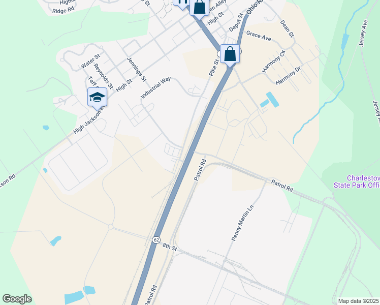 map of restaurants, bars, coffee shops, grocery stores, and more near 11117 Ohio River Scenic Byway in Charlestown