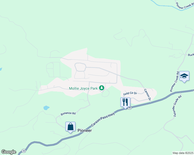 map of restaurants, bars, coffee shops, grocery stores, and more near 23854 Old Madrone Road in Pioneer