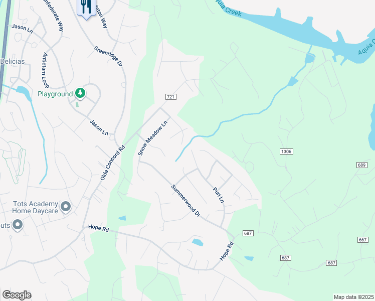 map of restaurants, bars, coffee shops, grocery stores, and more near 51 Puri Lane in Stafford