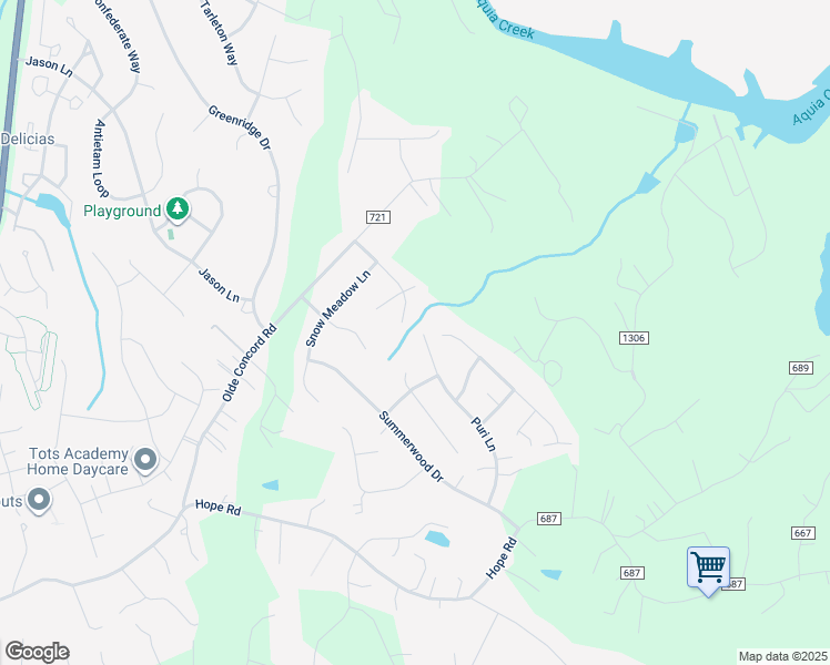 map of restaurants, bars, coffee shops, grocery stores, and more near 51 Puri Lane in Stafford