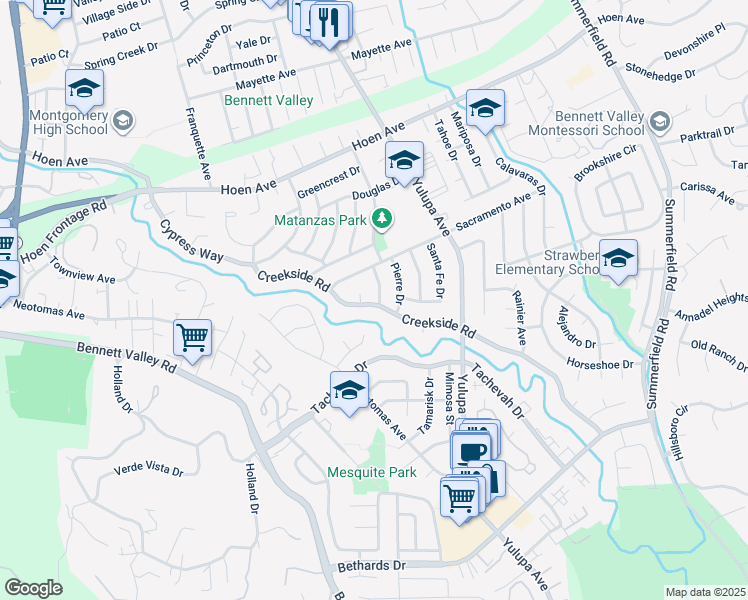map of restaurants, bars, coffee shops, grocery stores, and more near 2216 Sartori Drive in Santa Rosa