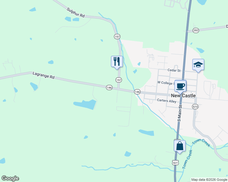 map of restaurants, bars, coffee shops, grocery stores, and more near 729 Lagrange Road in New Castle