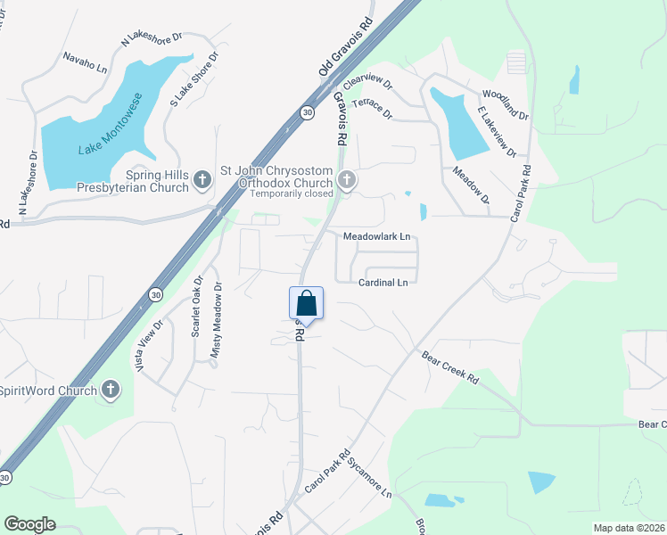 map of restaurants, bars, coffee shops, grocery stores, and more near 213 Hummingbird Lane in House Springs