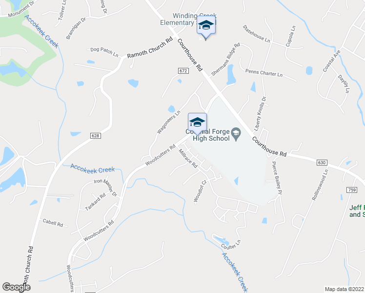 map of restaurants, bars, coffee shops, grocery stores, and more near 105 Spotswood Street in Stafford