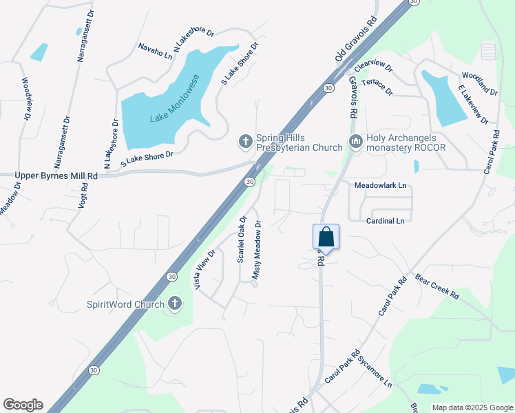 map of restaurants, bars, coffee shops, grocery stores, and more near 3810 Scarlet Oak Drive in House Springs