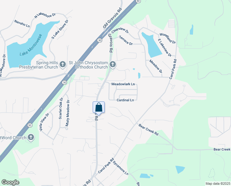 map of restaurants, bars, coffee shops, grocery stores, and more near 213 Hummingbird Lane in House Springs