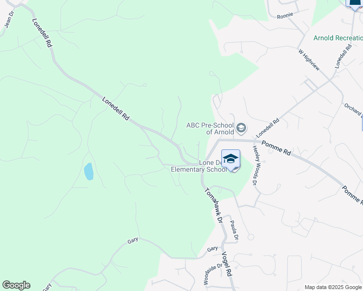 map of restaurants, bars, coffee shops, grocery stores, and more near 2114 Lightning Drive in Arnold