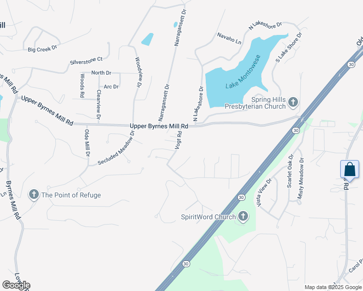 map of restaurants, bars, coffee shops, grocery stores, and more near 3840 Vogt Road in Byrnes Mill