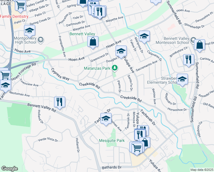 map of restaurants, bars, coffee shops, grocery stores, and more near 3716 Sacramento Avenue in Santa Rosa