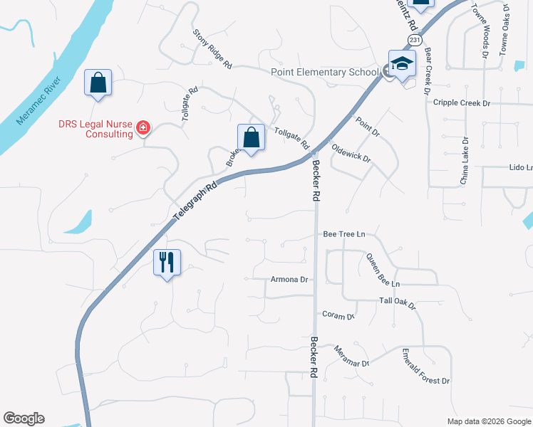 map of restaurants, bars, coffee shops, grocery stores, and more near 3051 Nettie Drive in St. Louis