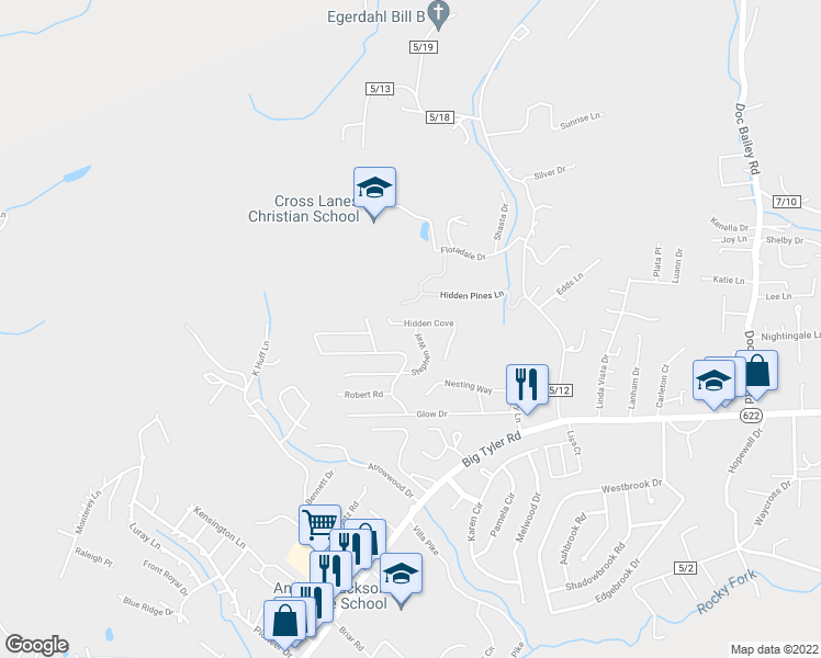 map of restaurants, bars, coffee shops, grocery stores, and more near 6 Hidden Cove in Charleston