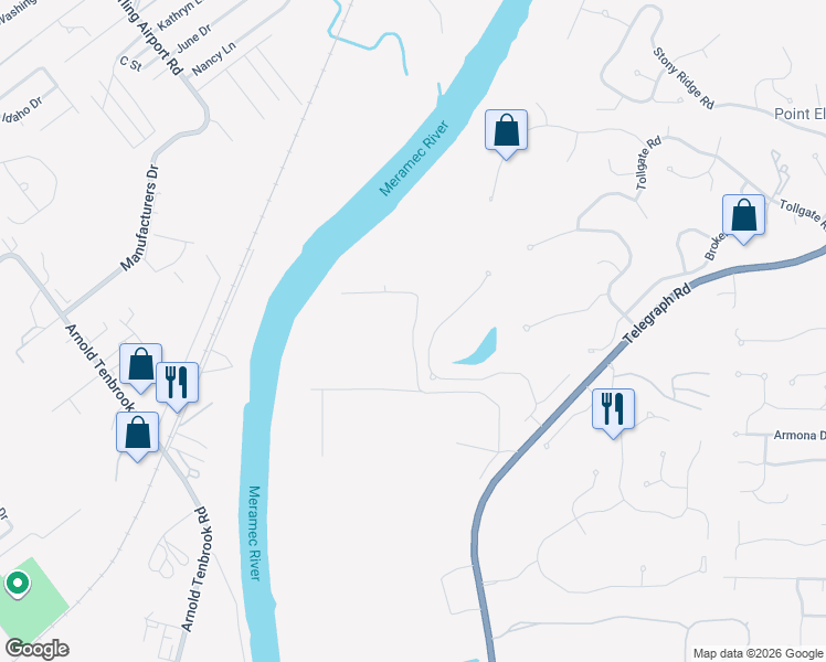 map of restaurants, bars, coffee shops, grocery stores, and more near 3129 Crystal Lake Drive in St. Louis