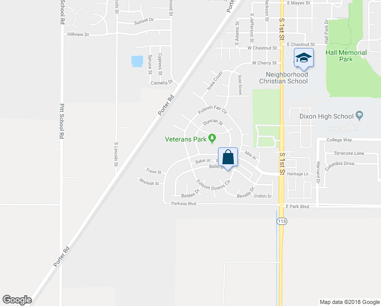 map of restaurants, bars, coffee shops, grocery stores, and more near 2245 Folsom Fair Circle in Dixon