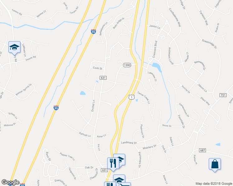 map of restaurants, bars, coffee shops, grocery stores, and more near 2331 Jefferson Davis Highway in Stafford