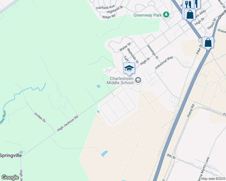 map of restaurants, bars, coffee shops, grocery stores, and more near 8804 High Jackson Road in Charlestown