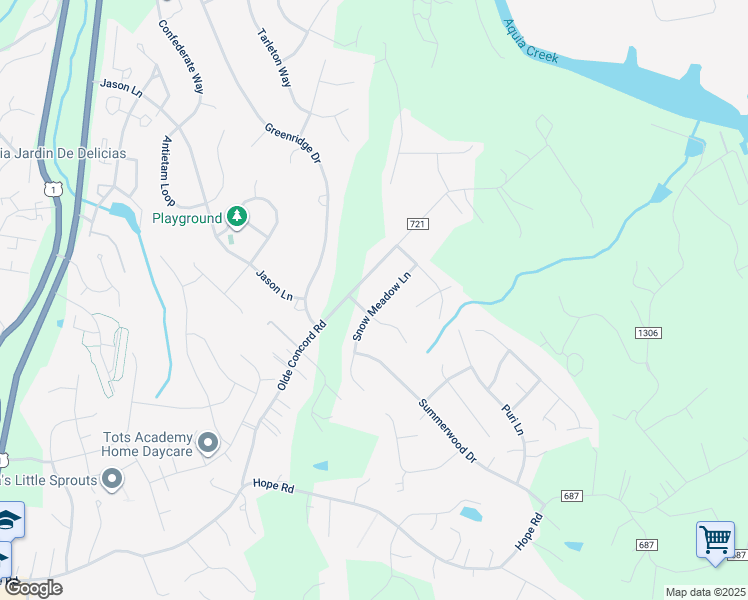 map of restaurants, bars, coffee shops, grocery stores, and more near 16 Snow Meadow Lane in Stafford