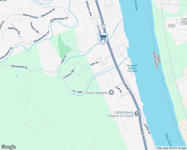 map of restaurants, bars, coffee shops, grocery stores, and more near 400 Horse Branch Road in Catlettsburg