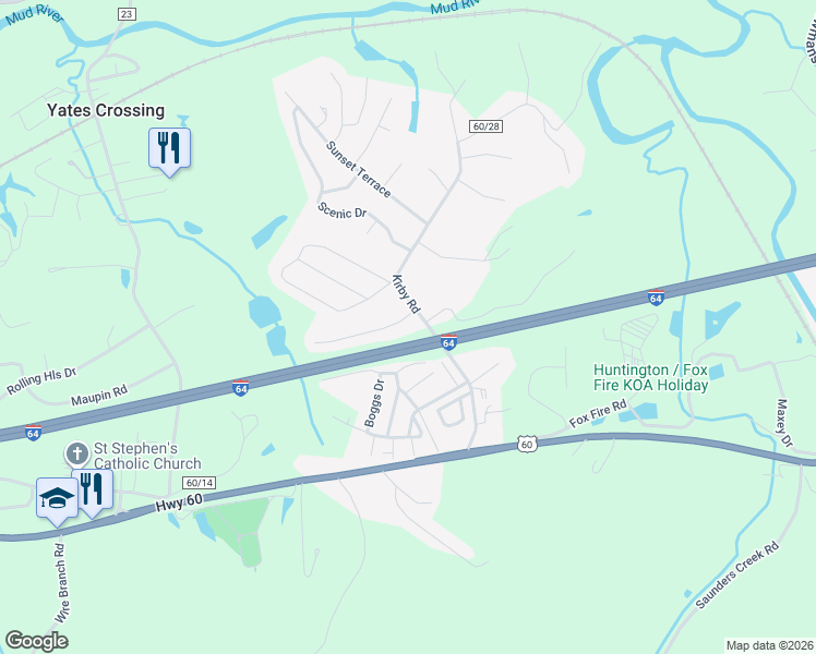 map of restaurants, bars, coffee shops, grocery stores, and more near 2198 Avinell Drive in Milton