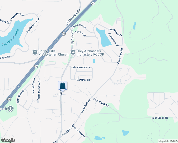 map of restaurants, bars, coffee shops, grocery stores, and more near 61 Mockingbird Hill in House Springs
