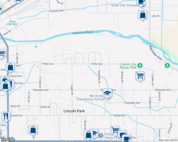 map of restaurants, bars, coffee shops, grocery stores, and more near 860 Ridgewood Court in Cañon City