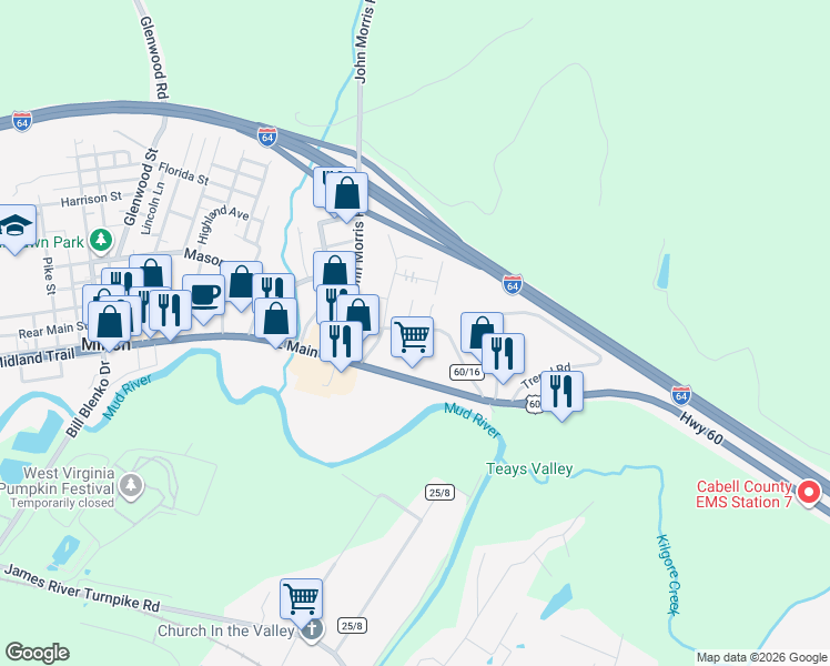 map of restaurants, bars, coffee shops, grocery stores, and more near 149 Woodland Dr in Milton