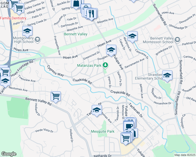 map of restaurants, bars, coffee shops, grocery stores, and more near 3716 Sacramento Avenue in Santa Rosa