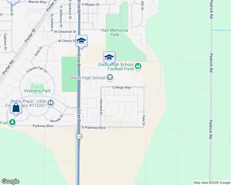 map of restaurants, bars, coffee shops, grocery stores, and more near 460 Syracuse Lane in Dixon