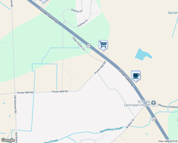 map of restaurants, bars, coffee shops, grocery stores, and more near 26782 Porter Mill Road in Hebron