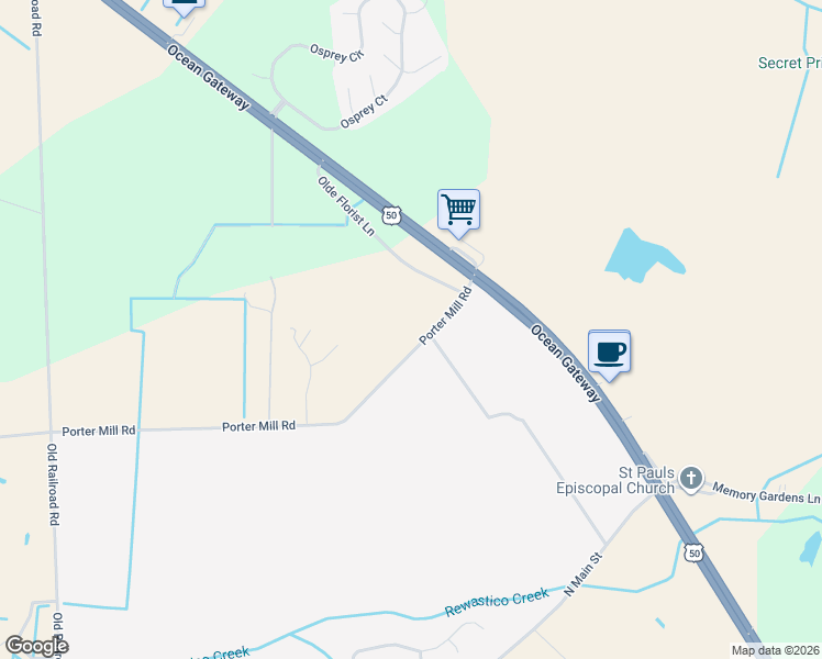map of restaurants, bars, coffee shops, grocery stores, and more near 26782 Porter Mill Road in Hebron
