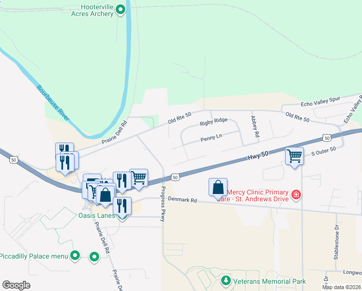 map of restaurants, bars, coffee shops, grocery stores, and more near 1519 Rigby Ridge in Union