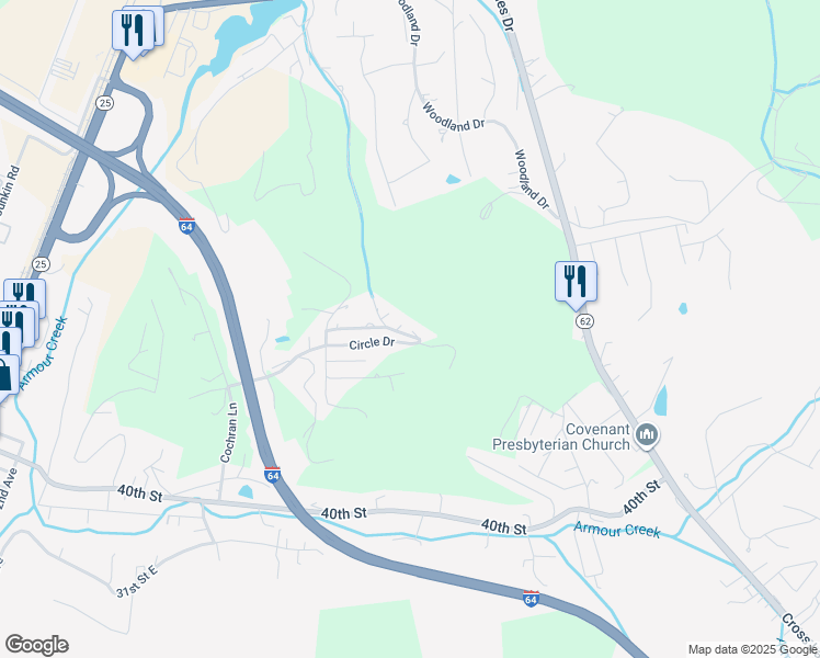 map of restaurants, bars, coffee shops, grocery stores, and more near Birch Lane in Nitro