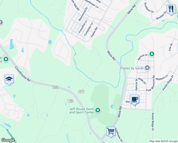 map of restaurants, bars, coffee shops, grocery stores, and more near 65 Rockdale Road in Stafford