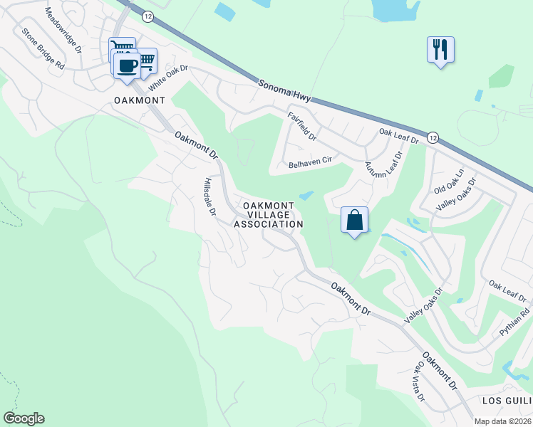 map of restaurants, bars, coffee shops, grocery stores, and more near in Santa Rosa