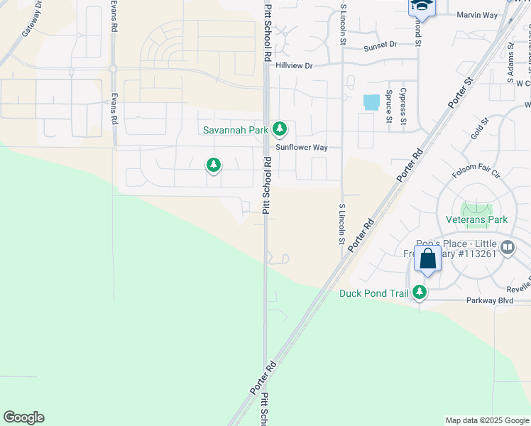 map of restaurants, bars, coffee shops, grocery stores, and more near Pitt School Road in Dixon