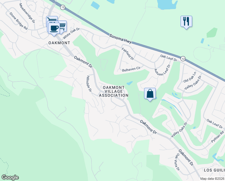 map of restaurants, bars, coffee shops, grocery stores, and more near in Santa Rosa