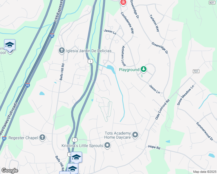 map of restaurants, bars, coffee shops, grocery stores, and more near 37 Wayside Court in Stafford