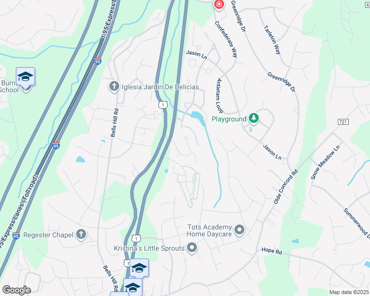 map of restaurants, bars, coffee shops, grocery stores, and more near 45 Wayside Court in Stafford