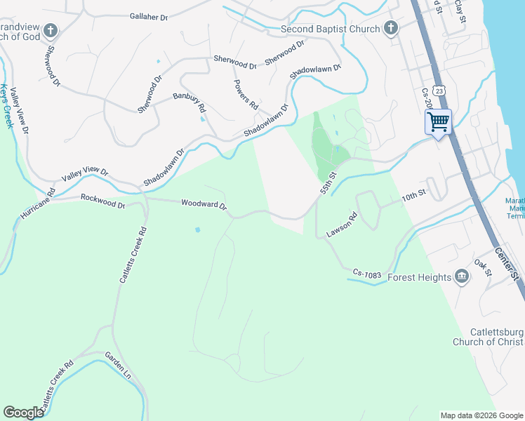 map of restaurants, bars, coffee shops, grocery stores, and more near 5059-6699 55th Street in Catlettsburg