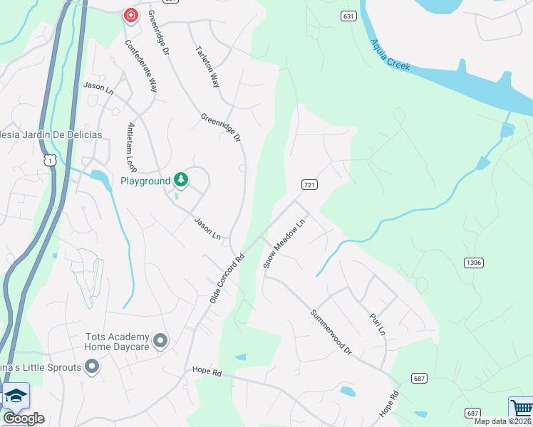 map of restaurants, bars, coffee shops, grocery stores, and more near 159 Olde Concord Road in Stafford