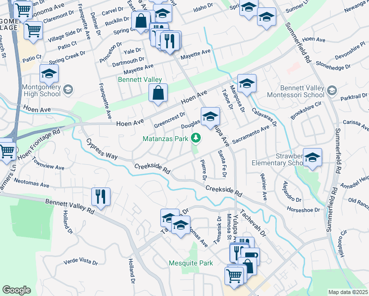 map of restaurants, bars, coffee shops, grocery stores, and more near 2010 Leafgreen Drive in Santa Rosa